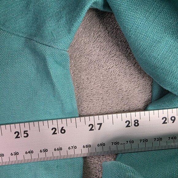 Womens Bridgewater Studios Teal 100% Linen Shirt Button Up Roll Tab Sleeves 20W - Picture 6 of 8